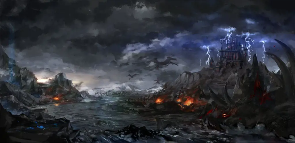 Suasana Gelap Anime Rekomendasi Gambar pemandangan gelap dan suram khas anime dark fantasy