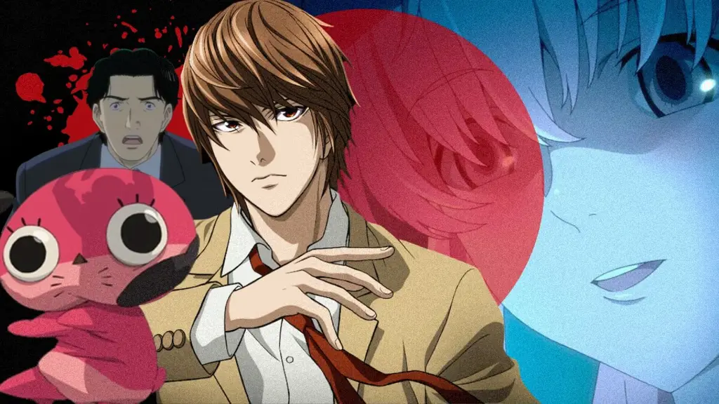 Rekomendasi Anime Misteri dan Thriller Top Rated Gambar-gambar anime bergenre misteri dan thriller seperti Death Note, Monster, dan Psycho-Pass