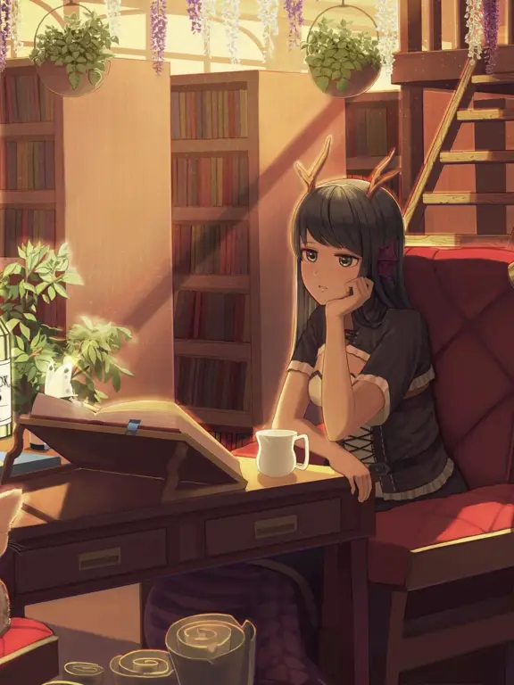 Gambar siswa anime yang sedang belajar