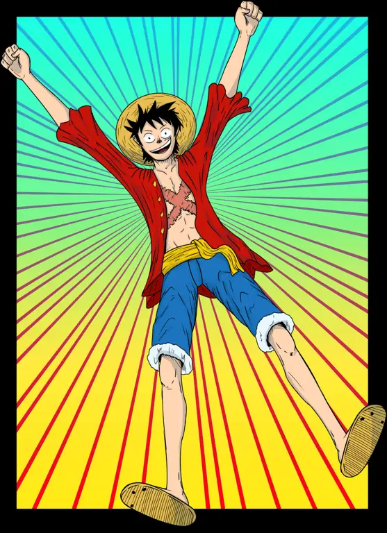 Raih Kemenangan Karakter anime merayakan kesuksesan