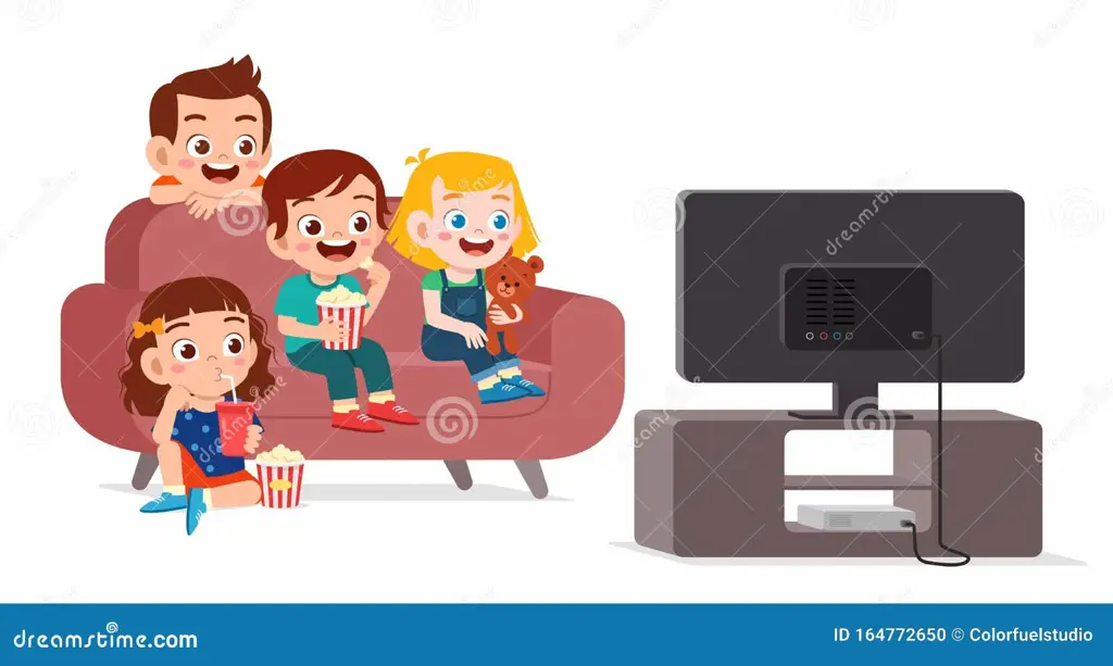 Momen kebersamaan menonton anime bersama keluarga Anak-anak bahagia menonton TV bersama