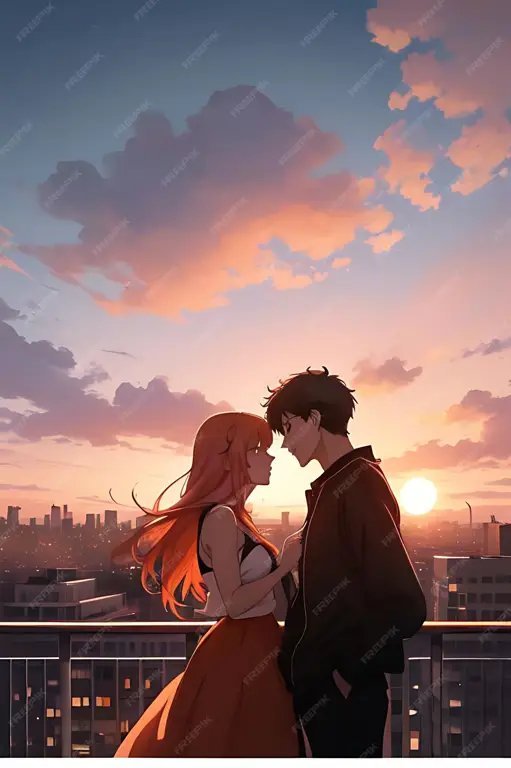 Ilustrasi pasangan anime romantis yang indah Ilustrasi pasangan anime romantis