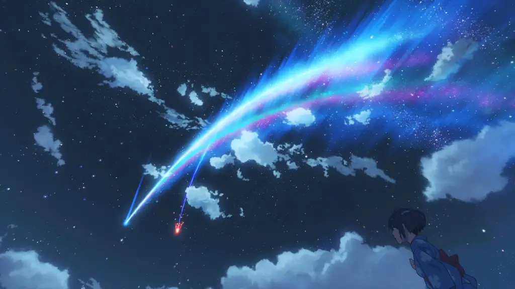 Adegan romantis dari anime Your Name.