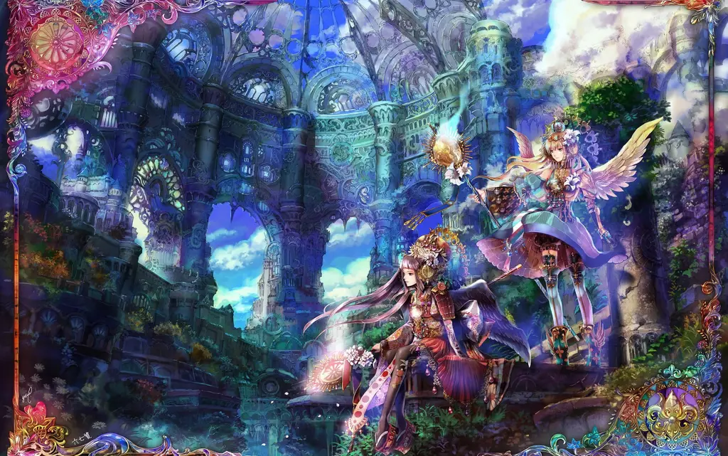 Anime Fantasi yang Epik Gambar dunia fantasi anime yang indah