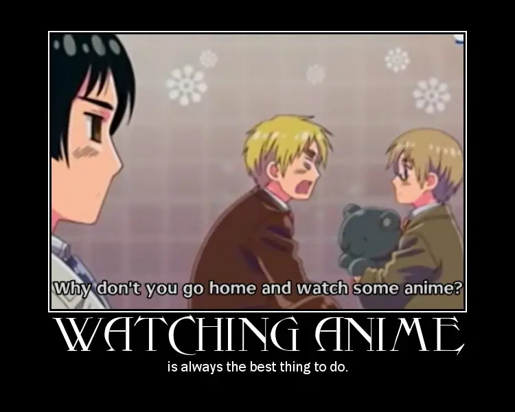 Menikmati anime dengan nyaman Karakter anime sedang menonton anime