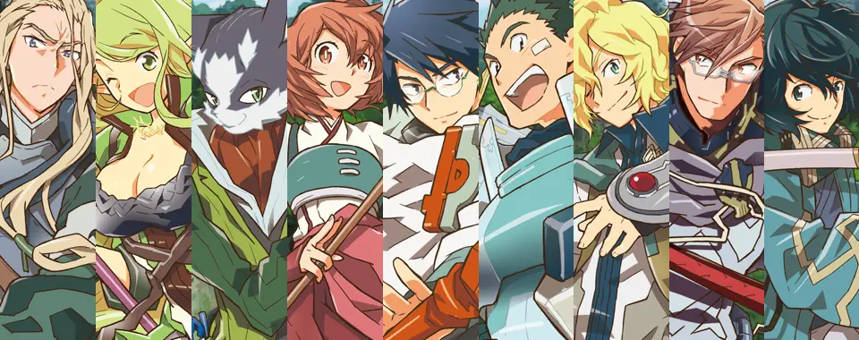 Karakter-karakter dalam Log Horizon berinteraksi dalam dunia game Adegan dari anime Log Horizon