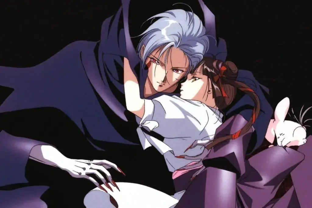 Momen romantis antara karakter vampir dan manusia Adegan romantis anime vampir