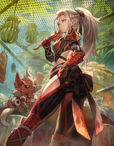 Berburu Warbeast yang Mengerikan Ilustrasi karakter anime berburu monster raksasa