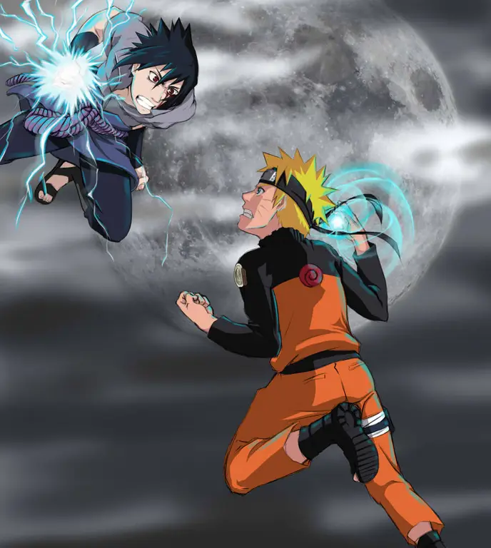 Naruto dan Sasuke bertarung