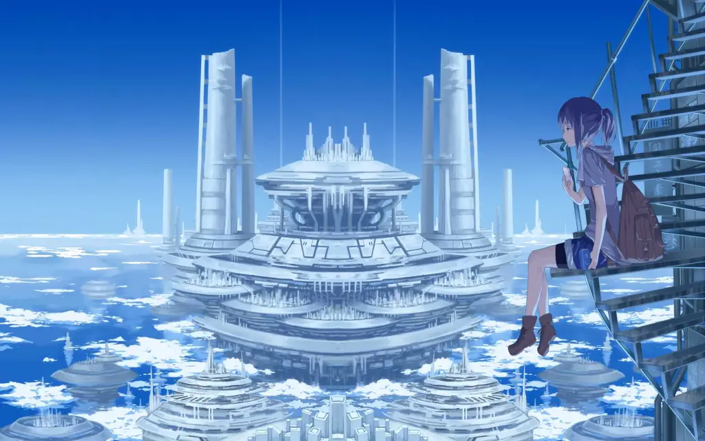 Latar belakang kota futuristik dalam anime