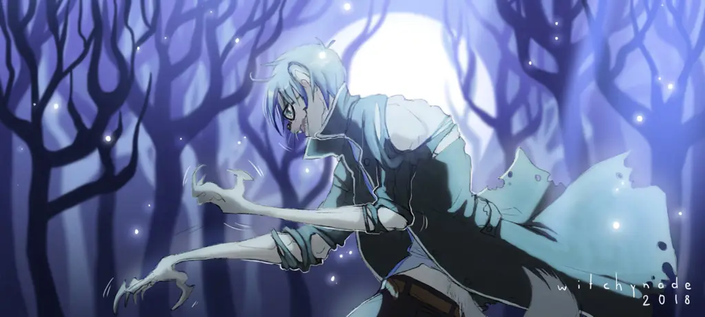 Adegan transformasi werewolf yang dramatis Transformasi werewolf dalam anime