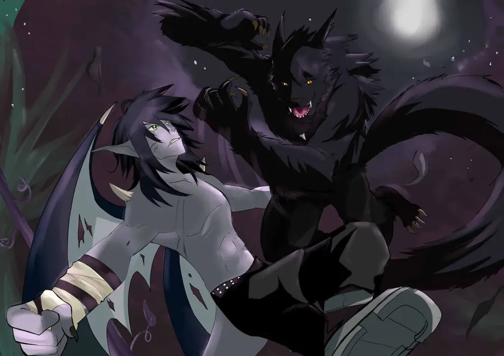 Pertarungan Werewolf Adegan pertarungan werewolf dalam anime