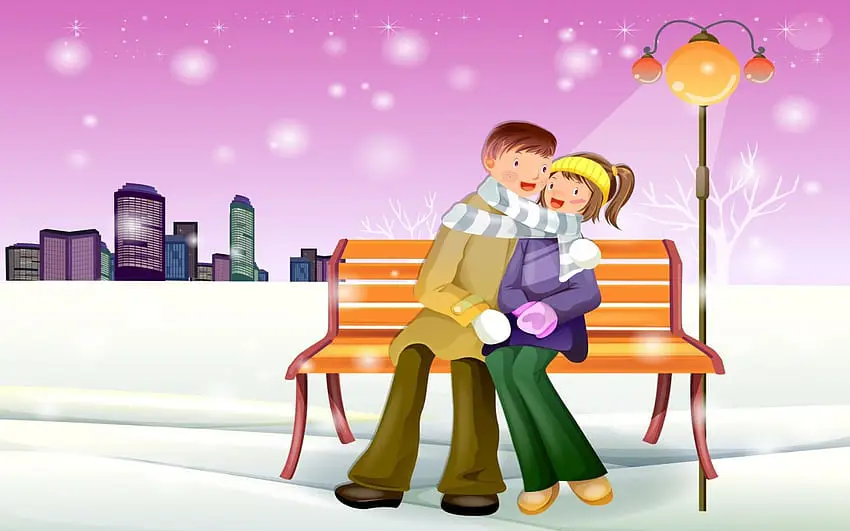 Anime Romantis Musim Dingin Gambar pasangan anime sedang menikmati musim dingin
