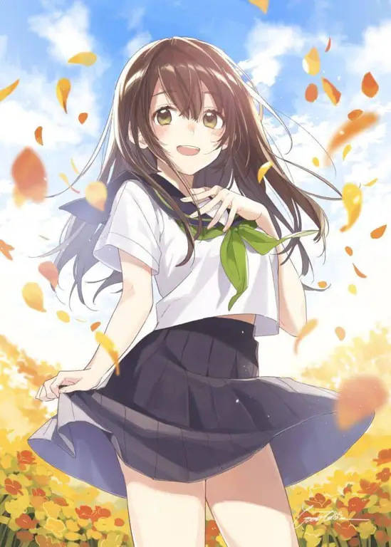 Suasana sekolah yang ceria Siswa-siswa anime yang bahagia di sekolah