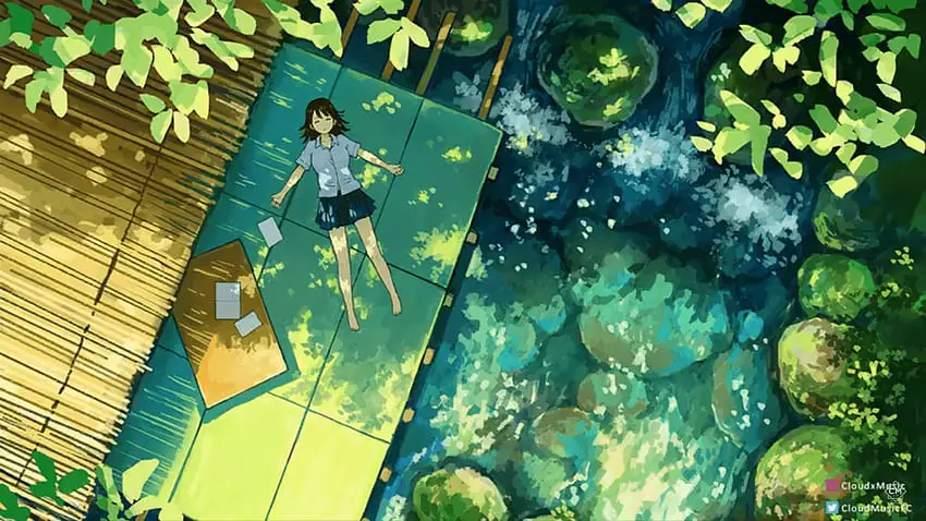 Suasana Tenang untuk Menemani Buka Puasamu Gambar pemandangan anime yang tenang dan menenangkan, cocok untuk ditonton saat berbuka puasa