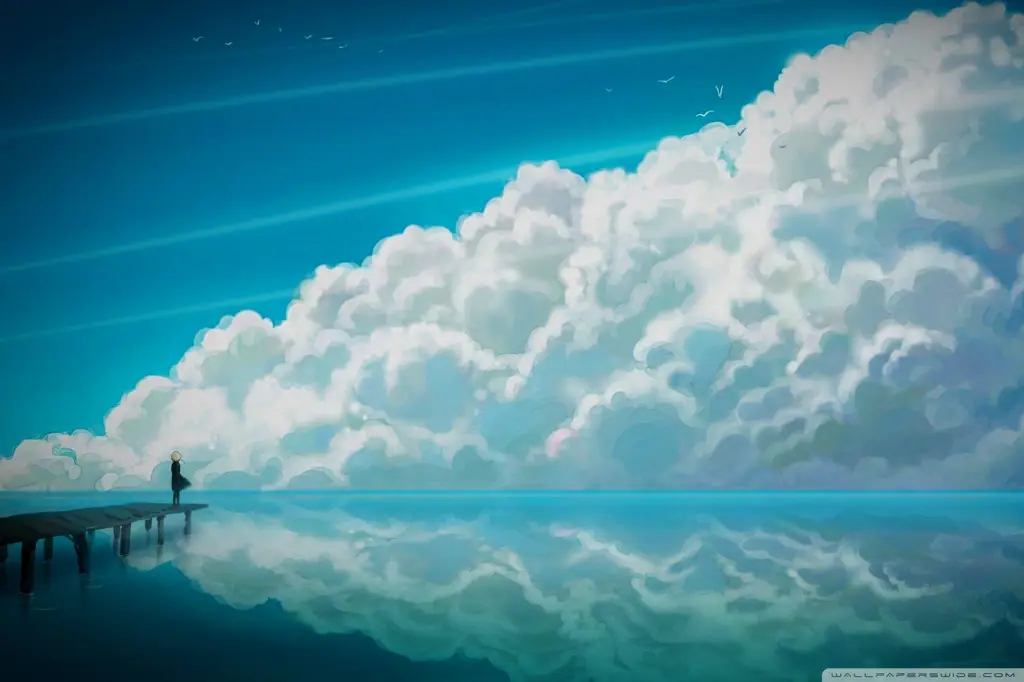 Pemandangan Menenangkan di Anime Gambar pemandangan anime yang damai