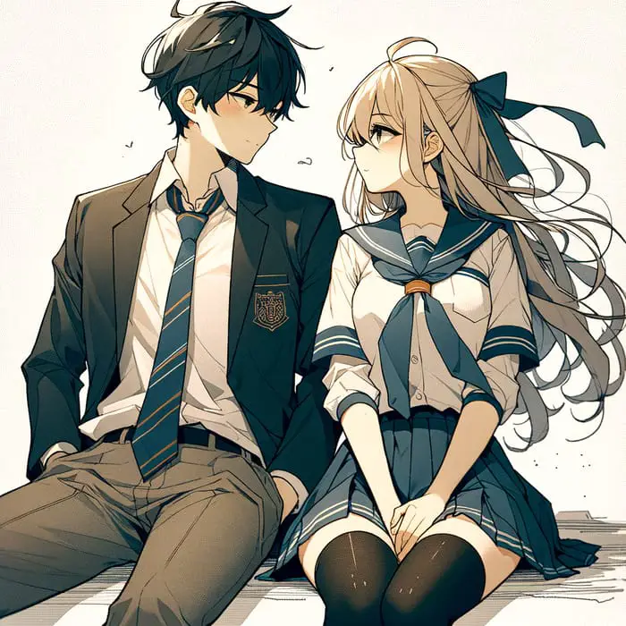 Pasangan Anime Sekolah yang Menggemaskan Gambar pasangan anime sekolah yang lucu