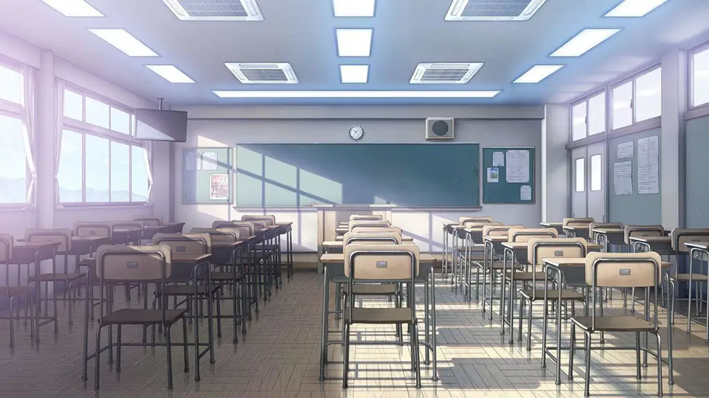 Suasana romantis di sekolah dalam anime Pemandangan romantis di sekolah dalam anime