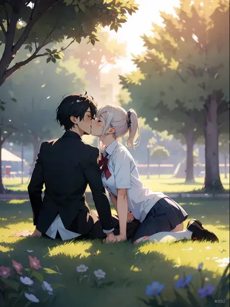 Pasangan Anime dalam Seragam Sekolah Pasangan anime mengenakan seragam sekolah