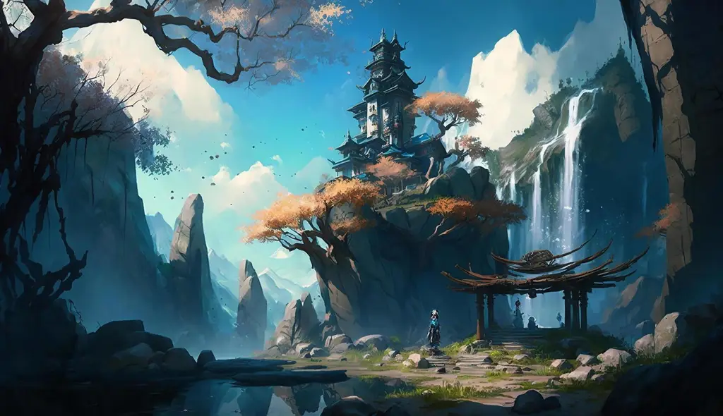 Gambar pemandangan dunia fantasi dalam Anime D