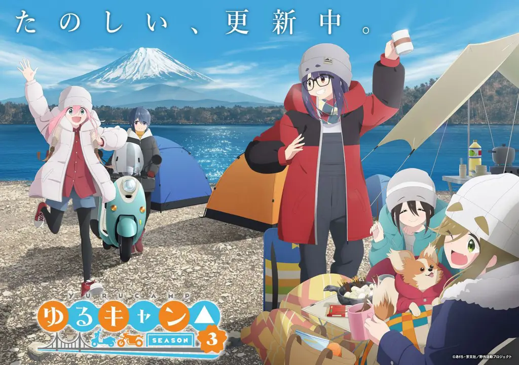 Pemandangan alam yang indah dalam anime Yuru Camp