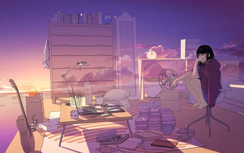 Momen-momen santai dalam anime Slice of Life Gambar gadis anime yang sedang bersantai