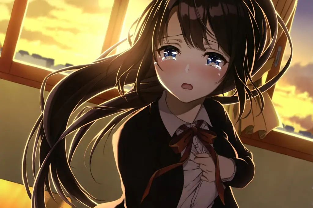 Ekspresi gadis anime yang sedang baper Gadis anime yang menangis