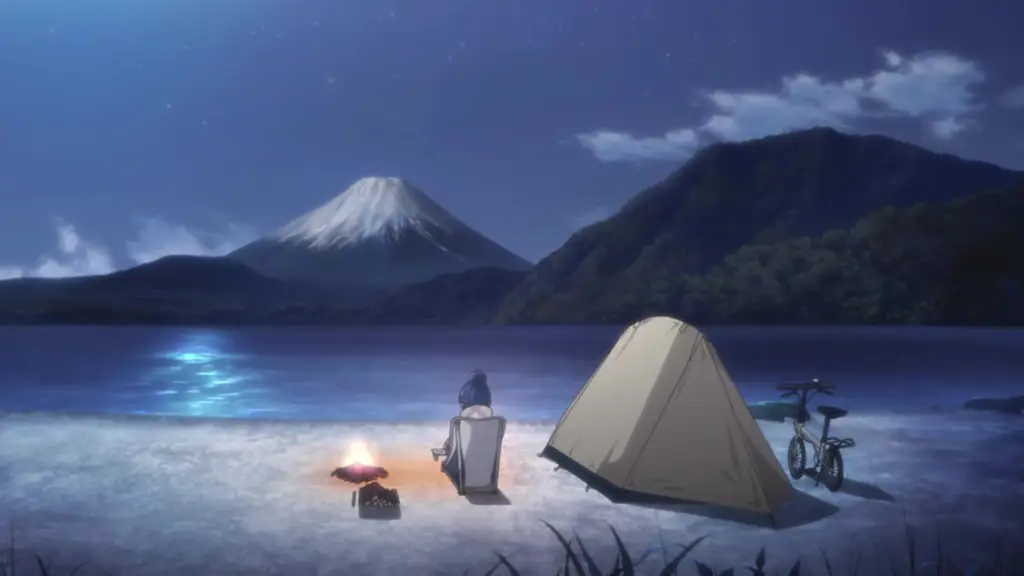 Keindahan alam saat berkemah Gambar pemandangan alam yang indah dalam anime Yuru Camp△
