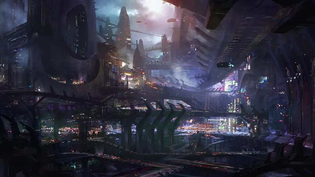 Anime Action dengan Latar Futuristik yang Menakjubkan Latar belakang kota futuristik dalam anime