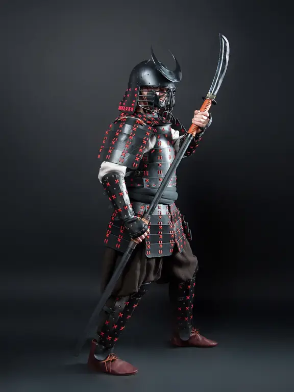 Samurai Jepang Gambar seorang samurai Jepang dengan pedang katana