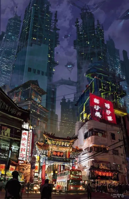 Anime dengan latar futuristik Kota cyberpunk dalam anime