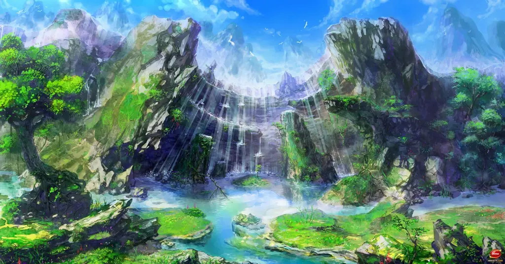 Dunia Fantasi Anime Isekai Pemandangan dunia fantasi yang indah dalam anime Isekai