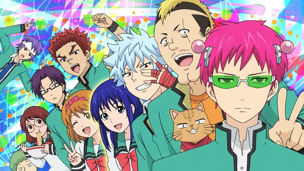 Ekspresi Kocak Saiki Adegan dari anime Saiki Kusuo no Psi-nan yang menampilkan ekspresi lucu Saiki