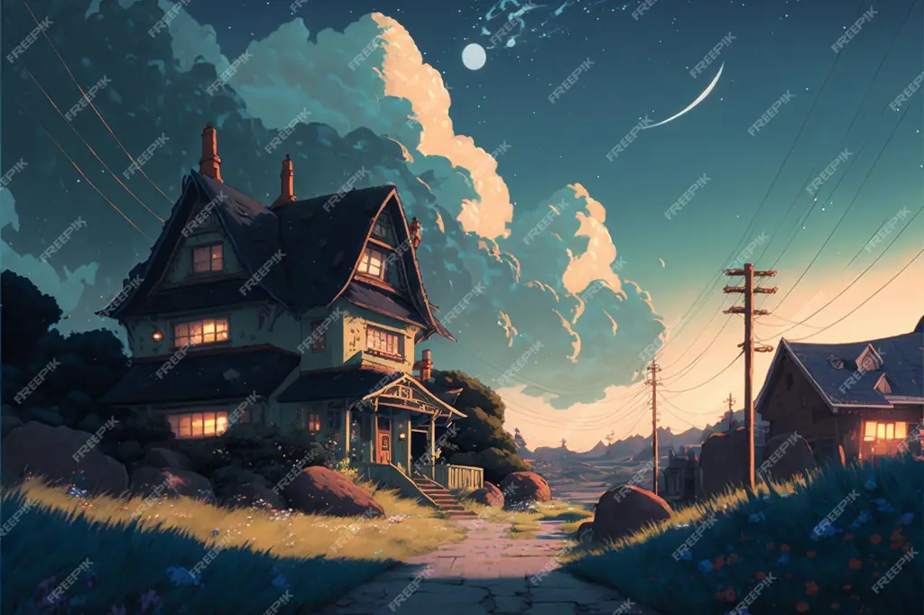 Pemandangan dunia fantasi dalam anime, dengan berbagai elemen menarik