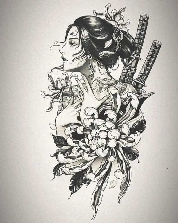 Keanggunan Geisha Ilustrasi geisha dalam anime