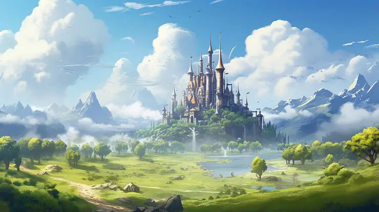 Keindahan dunia fantasi dalam anime isekai Pemandangan dunia fantasi yang indah