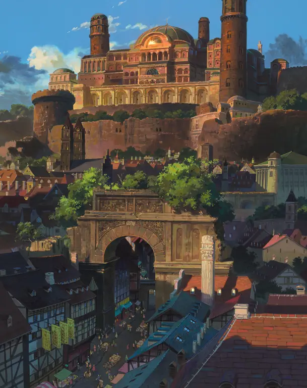 Keindahan Arsitektur Jepang Era Kaisan Pemandangan anime kastil Jepang yang megah