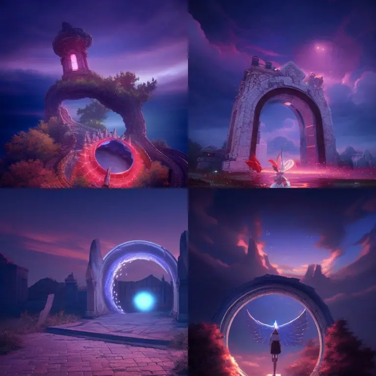 Portal Menuju Dunia Lain Ilustrasi portal magis anime