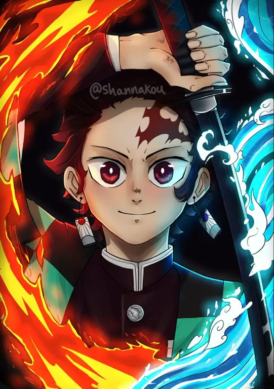 Ketampanan Tanjiro Kamado Gambar fanart Tanjiro Kamado