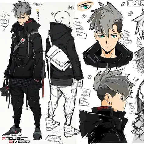 Desain Karakter Anime yang Kompleks Gambar yang menampilkan desain karakter anime yang kompleks dan menarik