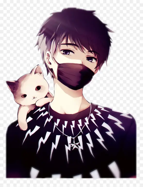 Ilustrasi karakter anime cowok bertelinga kucing yang imut Gambar cowok anime bertelinga kucing