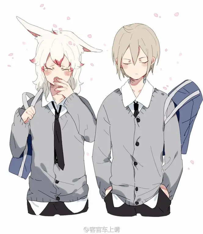 Cowok Anime Bertelinga Rubah yang Menawan Gambar anime cowok dengan telinga rubah