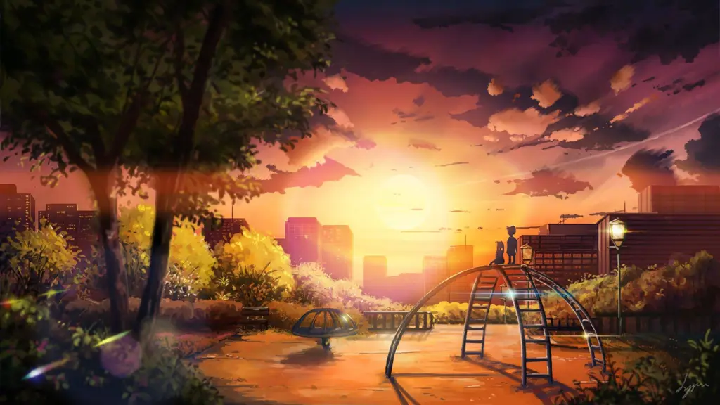 Pemandangan anime yang damai