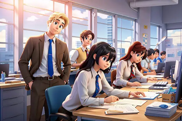 Kerja sama tim dalam mencapai kesuksesan Karakter anime bekerja sama mencapai tujuan