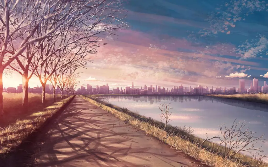 Suasana Damai dalam Anime Gambar pemandangan alam yang damai dan indah