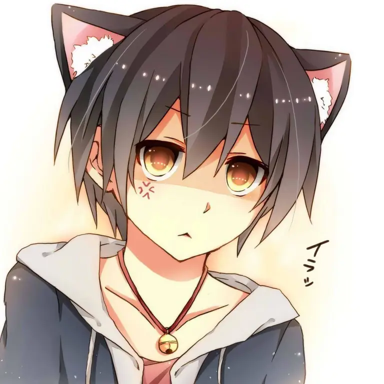 Cowok Anime Bertelinga Kucing Ilustrasi cowok anime bertelinga kucing