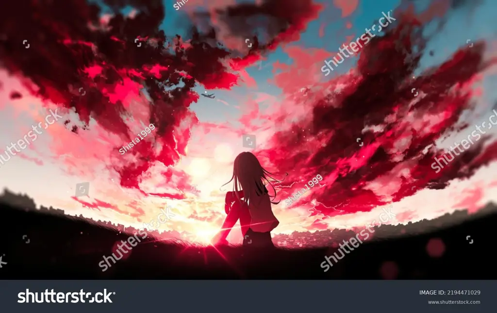 Menikmati anime dengan penuh kebahagiaan Gambar gadis anime yang sedang menonton anime dengan ekspresi bahagia