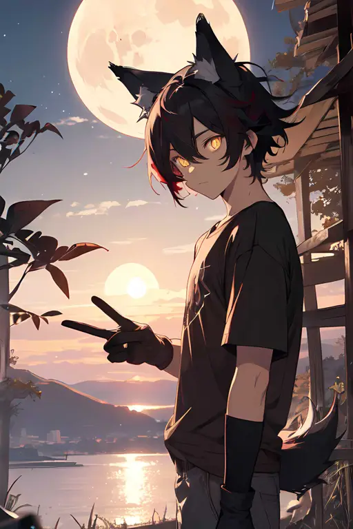 Karakter Cowok Bertelinga Serigala di Anime C Ilustrasi cowok anime bertelinga serigala yang gagah dan misterius
