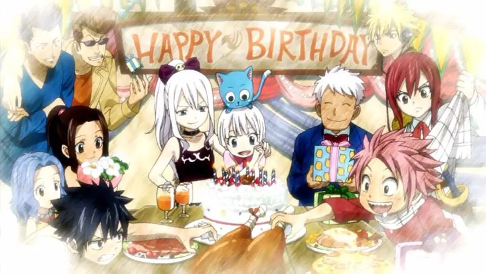 Merayakan kelanjutan cerita anime favorit Gambar beberapa karakter anime sedang merayakan sesuatu dengan penuh sukacita