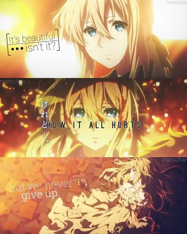 Menemukan Arti Kehidupan Gambar Violet Evergarden dengan kutipan inspiratif